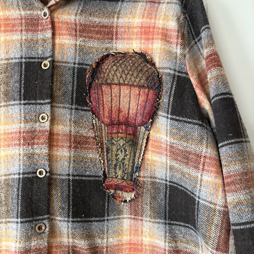 SOLD Bright Eyes Upcycled Flannel - Picture 6 of 10